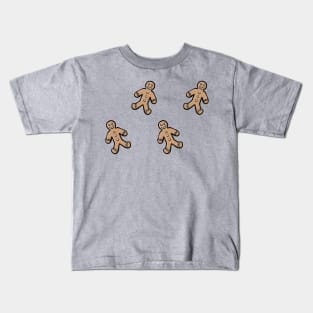 Simple cute cartoon gingerbread man pattern autumn winter digital design illustration Kids T-Shirt